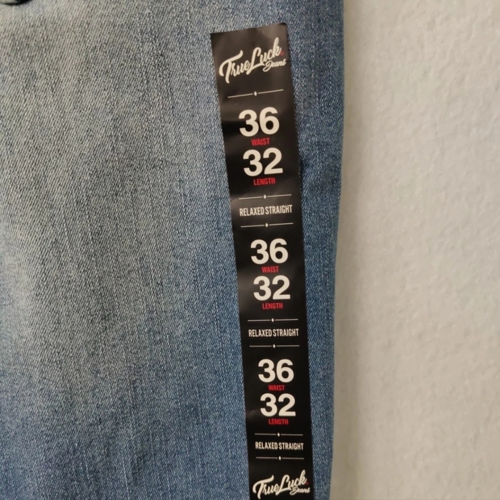 True luck style tl23042630 relaxed straight men jeans Size36x32 Light Stone Blue - Picture 10 of 13